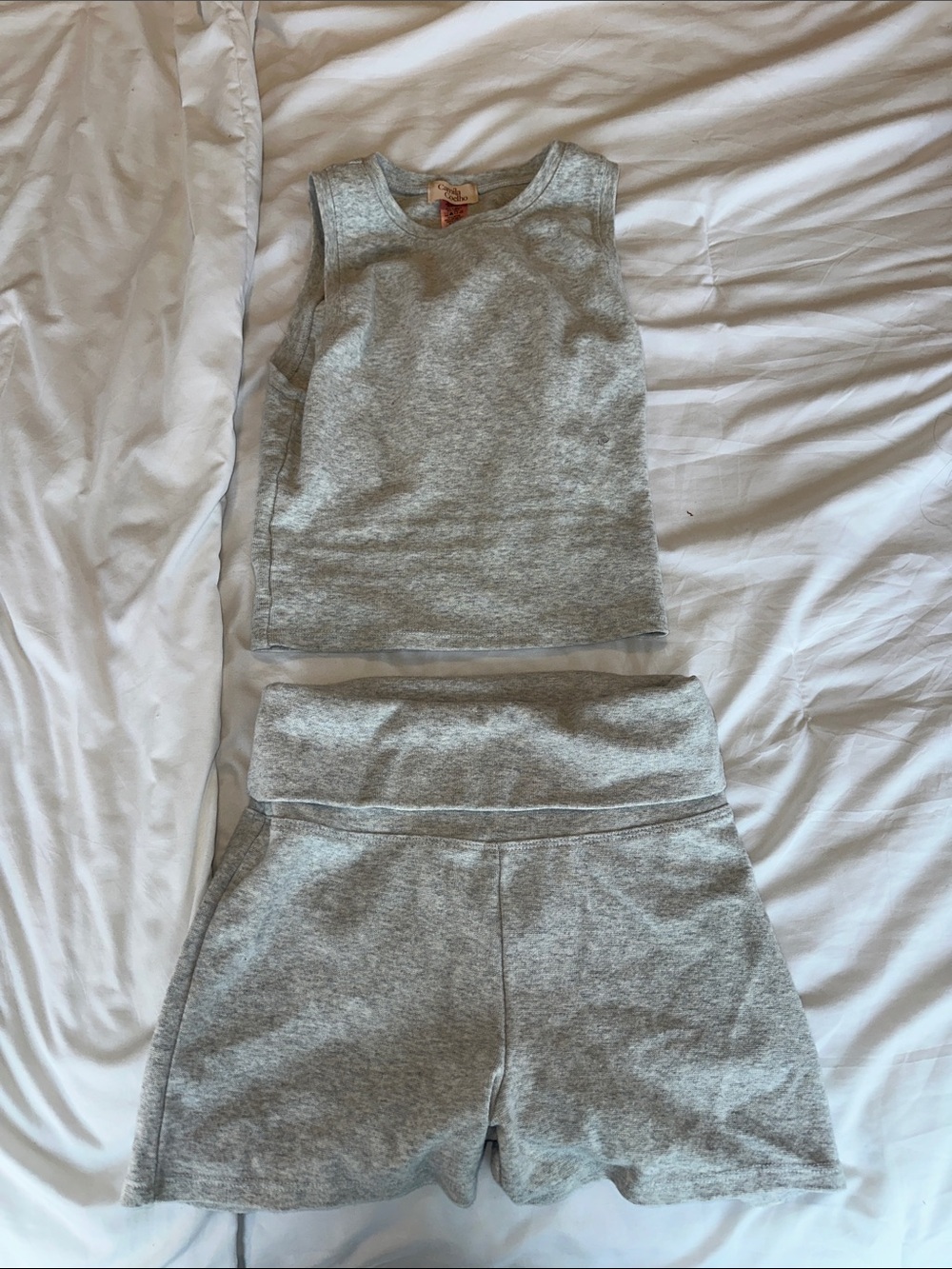 Camila Coelho Grey Knit Lounge Tank and Shorts Set
